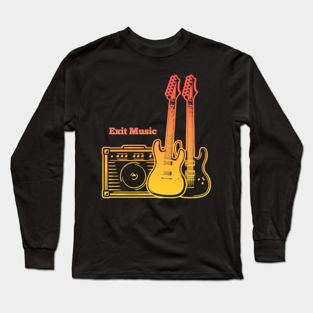Exit Music Play With Guitars Long Sleeve T-Shirt by Stars A Born